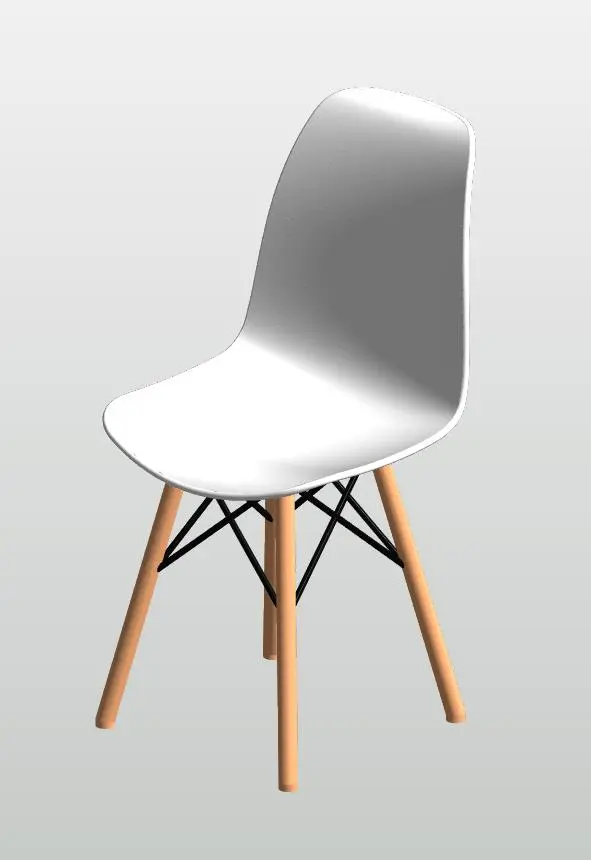 Plastic chair with wood legs