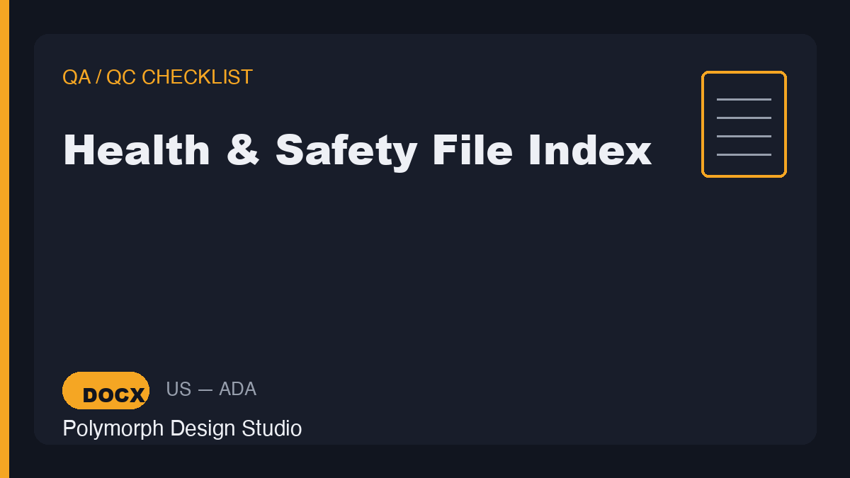 Health & Safety File Index