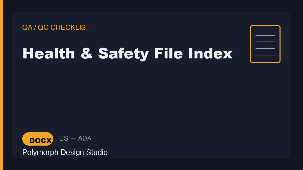 Health & Safety File Index