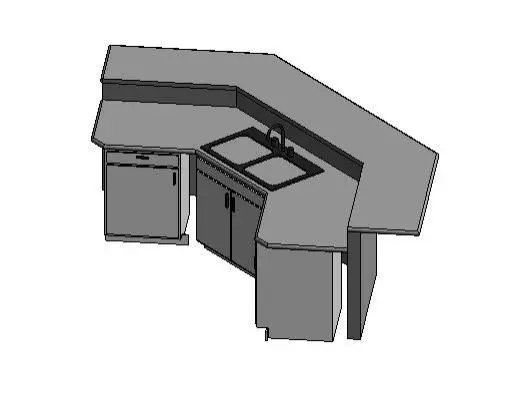 Kitchen Island with 45 angled walls and sink