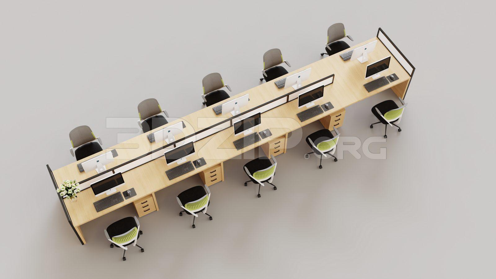 Office desk and chairs — preview 1 (3dzip)