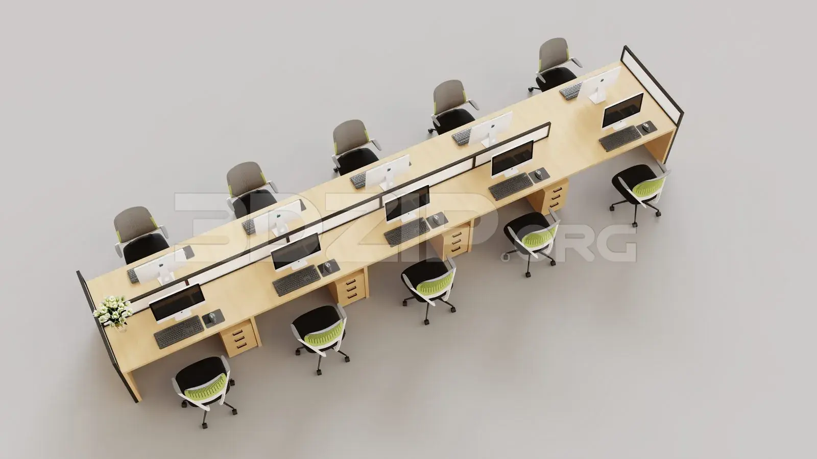 Office desk and chairs