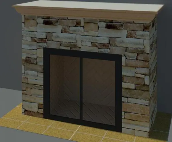 Stone fireplace