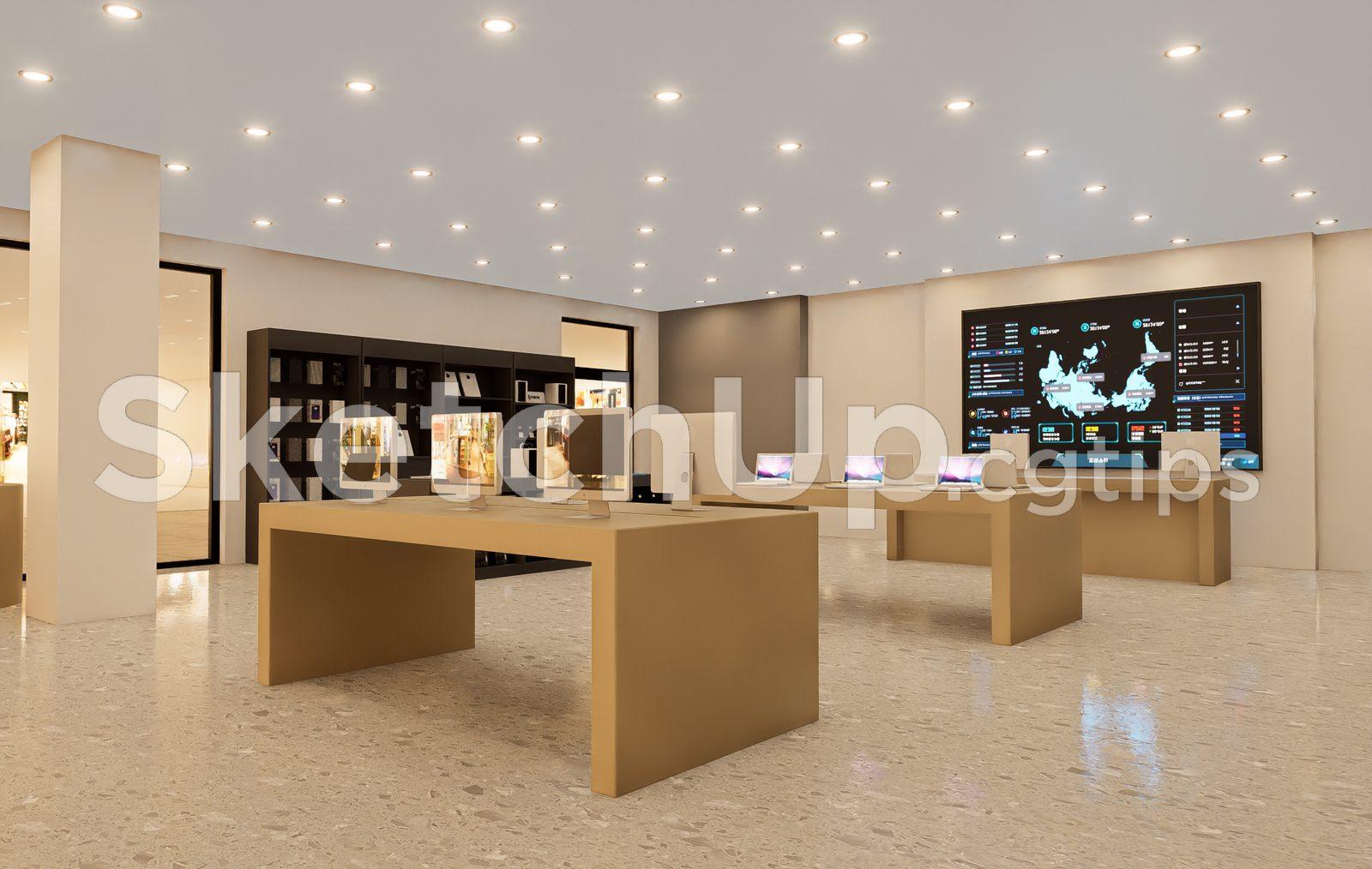 Modern Electronics Store Interior – Minimalist Tech Showroom Design