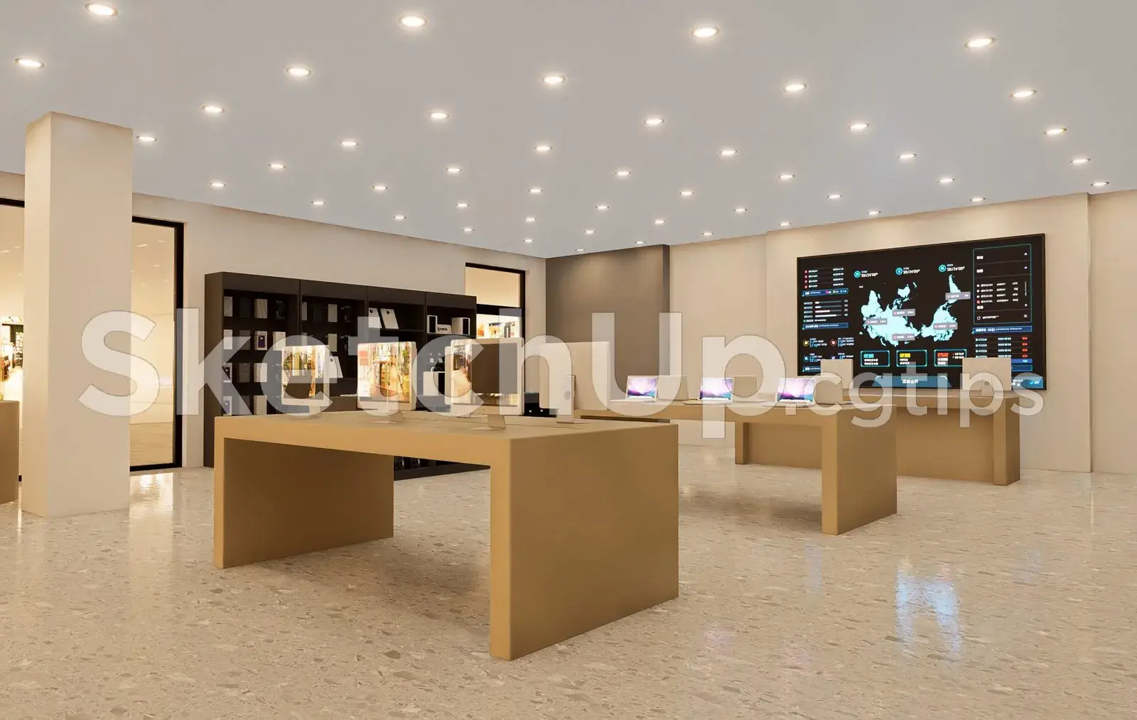 Modern Electronics Store Interior – Minimalist Tech Showroom Design