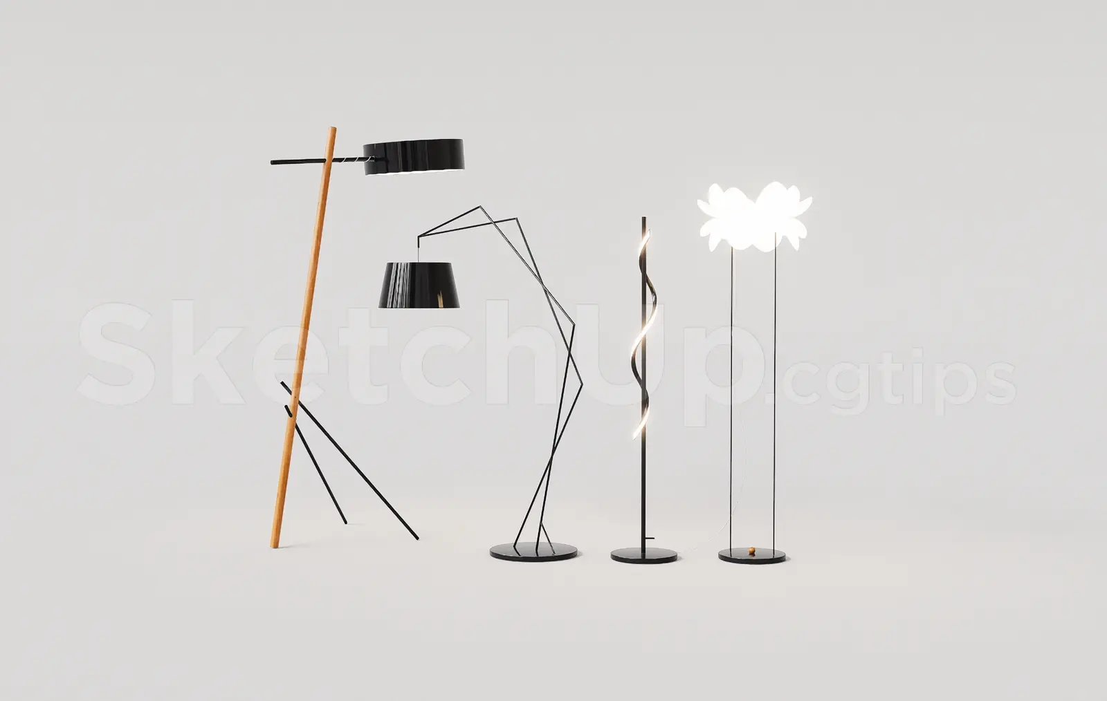 Minimal Modern Floor Lighting Collection — preview 1 (cgtips, CC0)