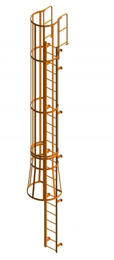 Cotterman Roof Ladder with Cage and Walk-thru railing