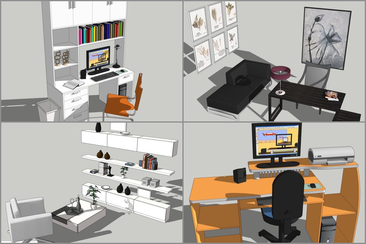 Combo Study Modern Desk — preview 1 (cgtips)