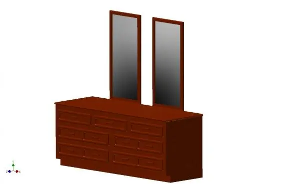 Bedroom Teak Dresser — preview 1, by heckmang (RevitCity, CC0)