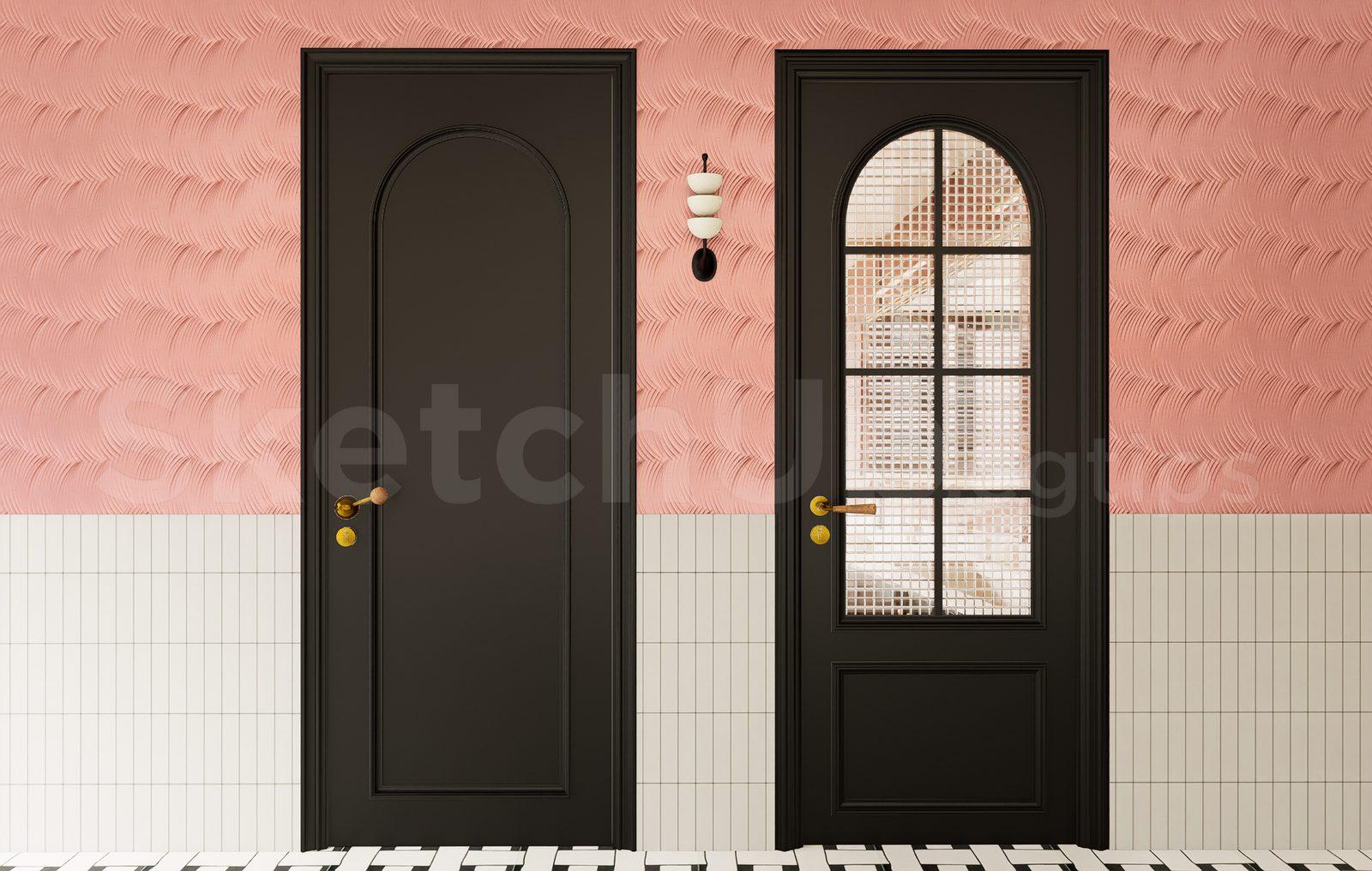 Modern Decorative Wooden Door Set