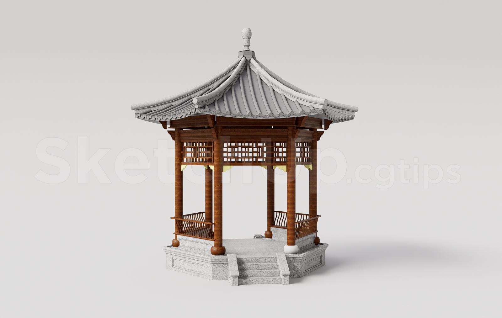 Traditional Asian Wooden Gazebo Pavilion