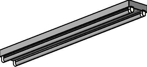 Fluorescent Light 2 tube strip surface mounted