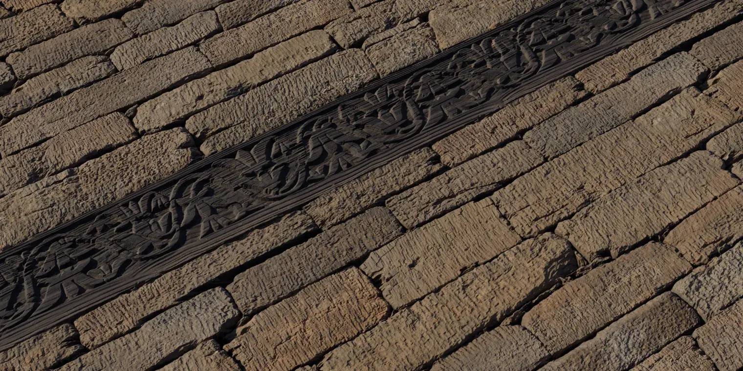 Wood Inlaid Stone Wall