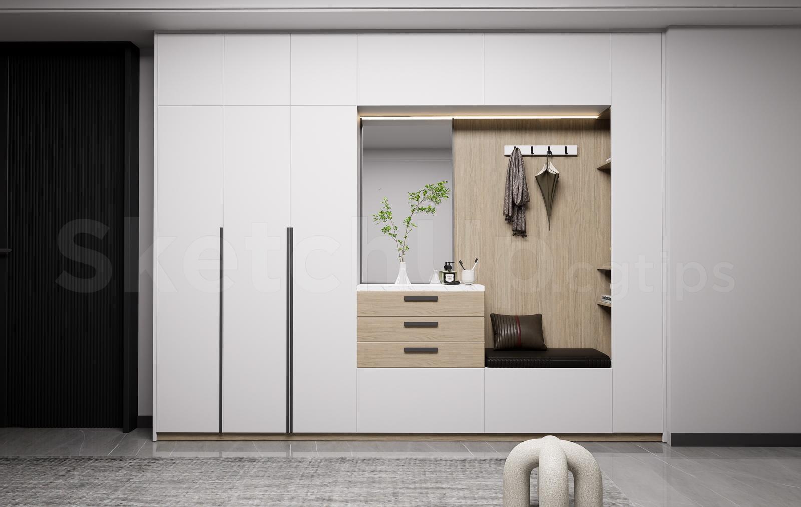 Modern Entryway Wardrobe and Shoe Cabinet