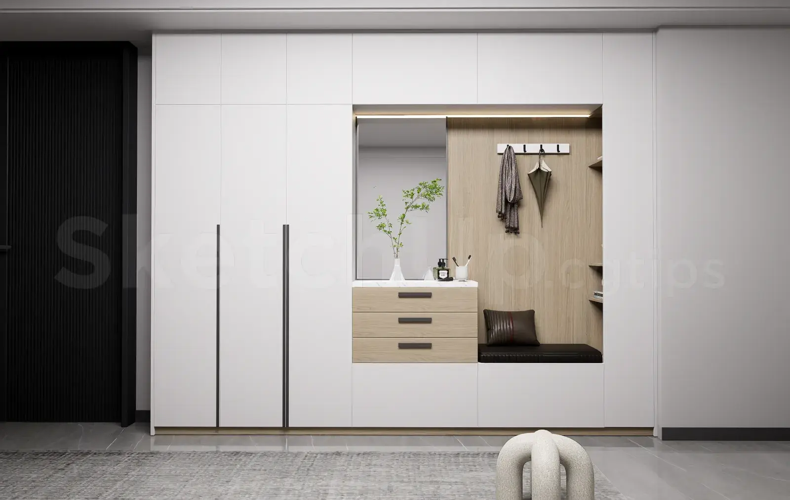 Modern Entryway Wardrobe and Shoe Cabinet