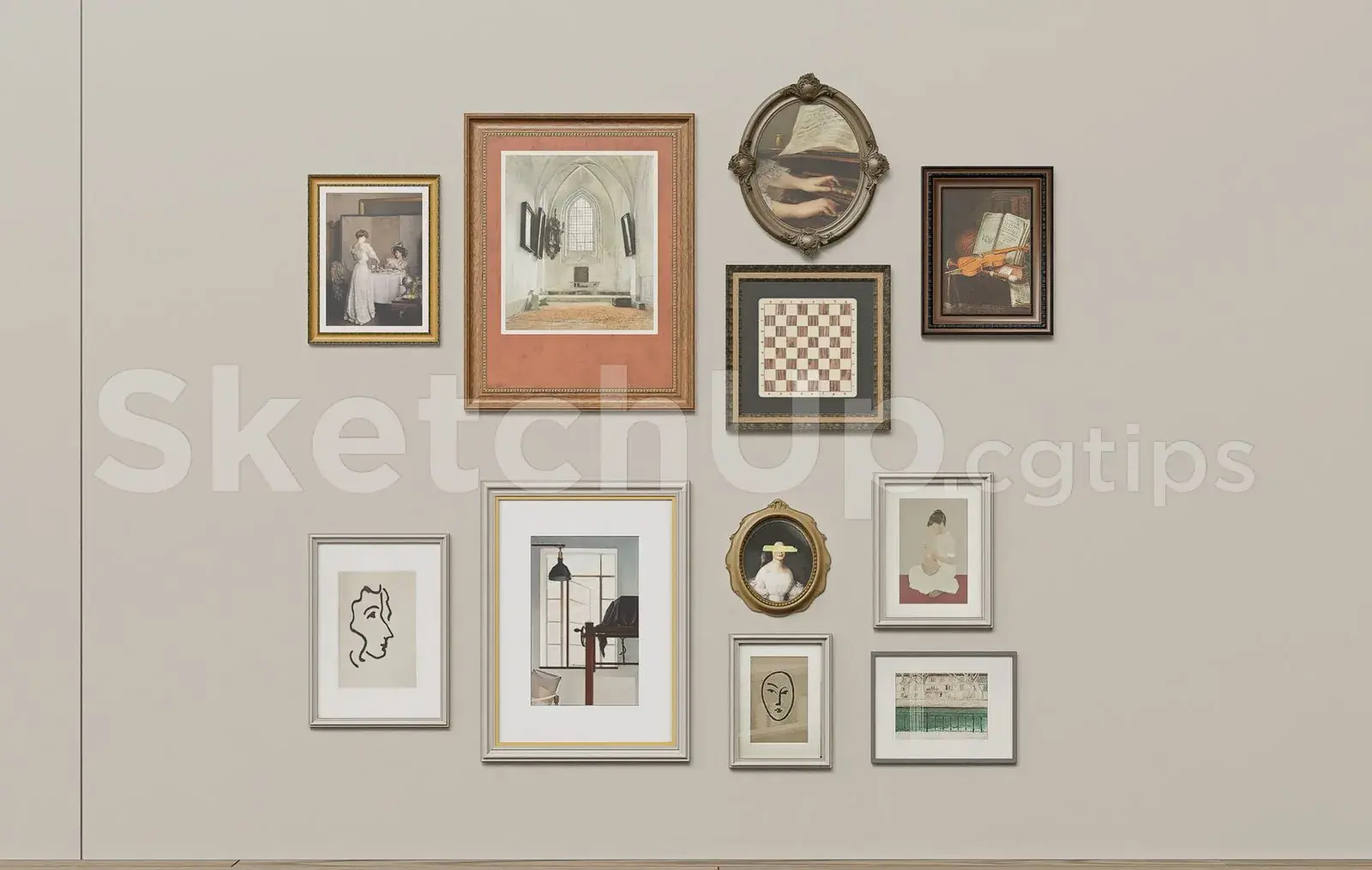 Decorative Vintage Picture Frames SketchUp Model – Elegant Wall Art Display