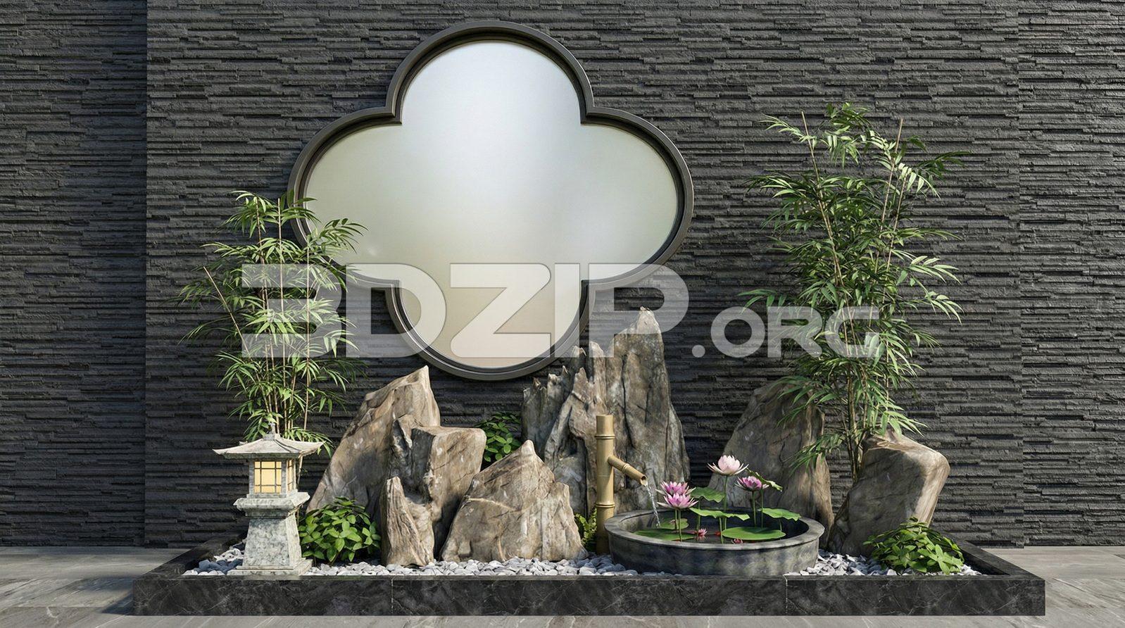 Minimalist Zen Garden Design with Rock Landscape Scene — preview 1 (3dzip)