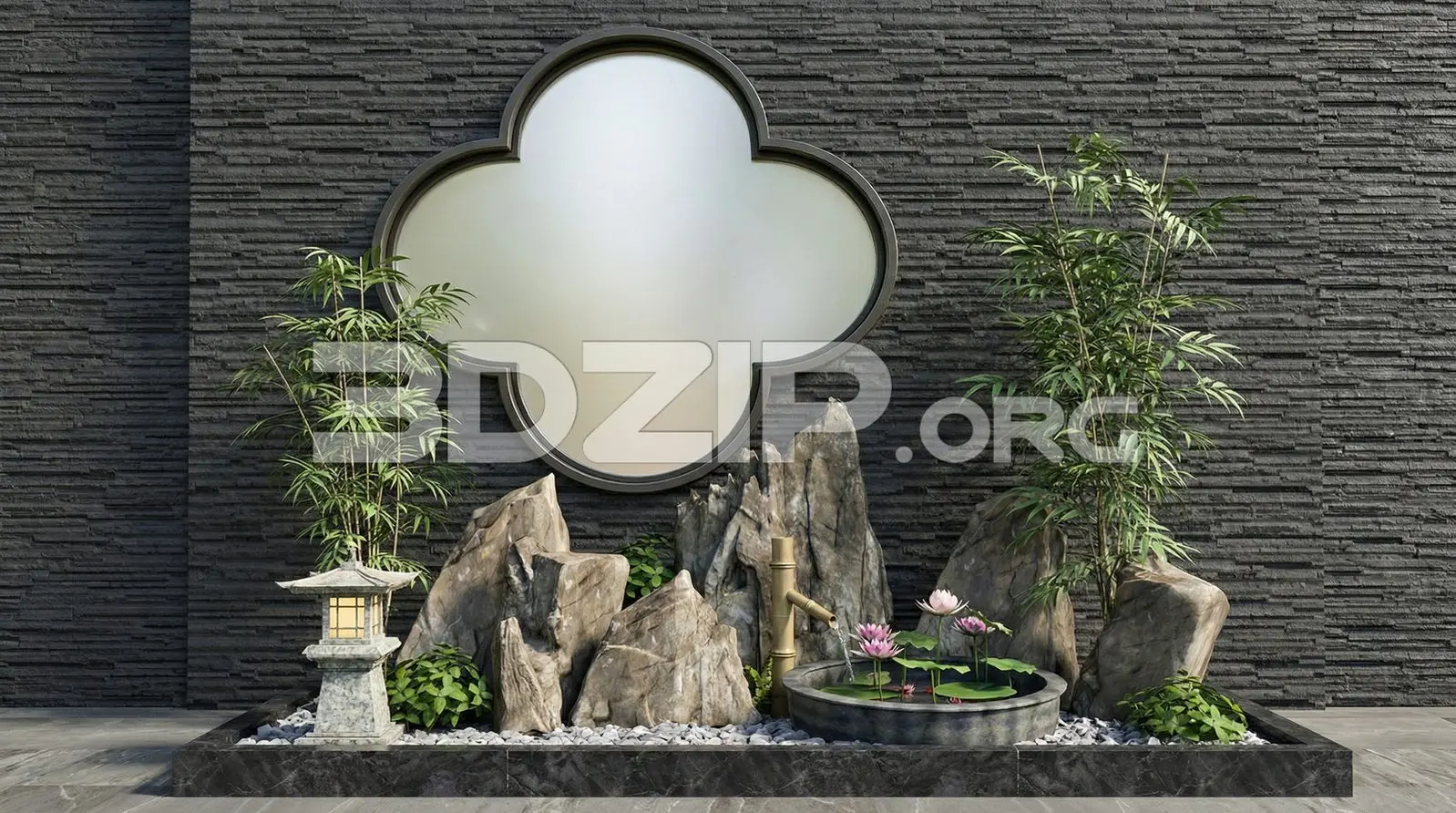Minimalist Zen Garden Design with Rock Landscape Scene — preview 1 (3dzip)