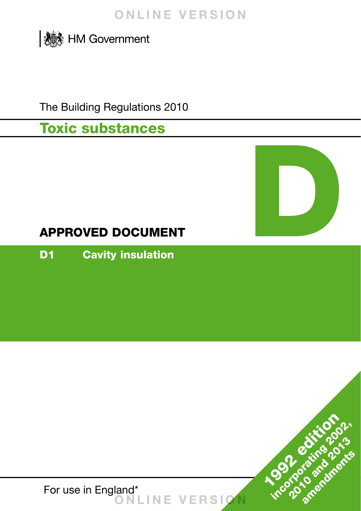 Approved Document D: Toxic substances