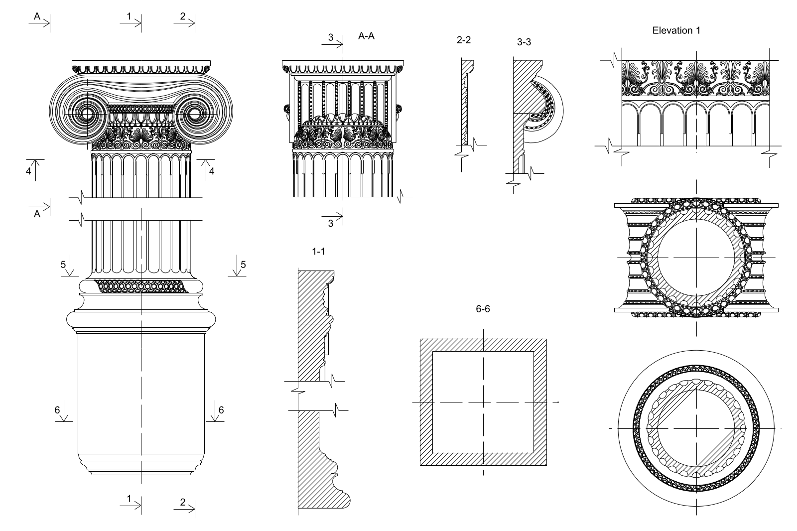 Ionic pilaster details
