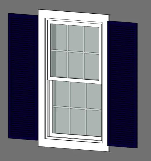 Double Hung Window with Shutters — preview 1, by Modified version of winow from RevitCity (RevitCity, CC0)