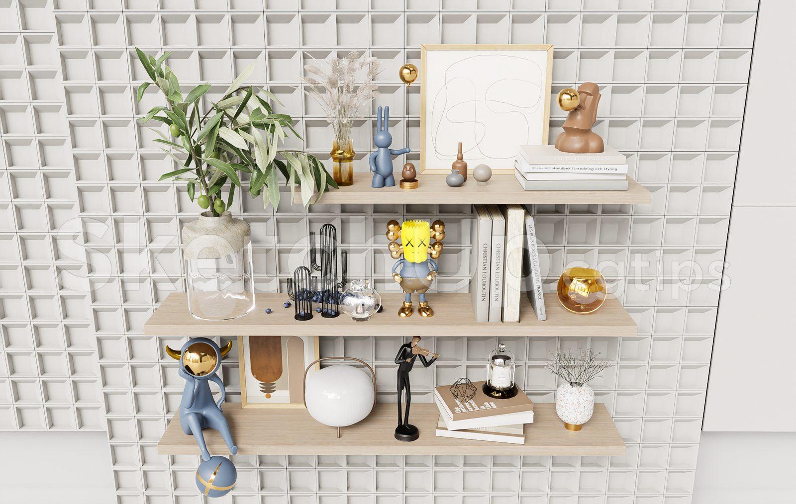 Modern Aesthetic Wall Shelves Decor — preview 1 (cgtips)