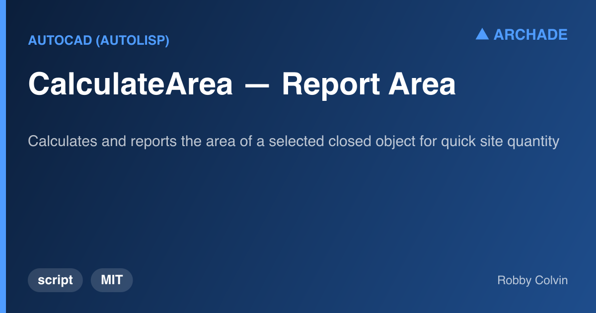 CalculateArea — Report Area