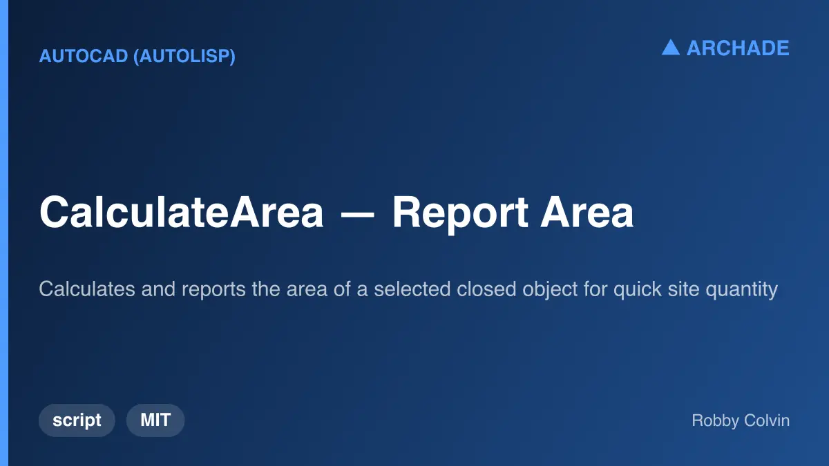 CalculateArea — Report Area