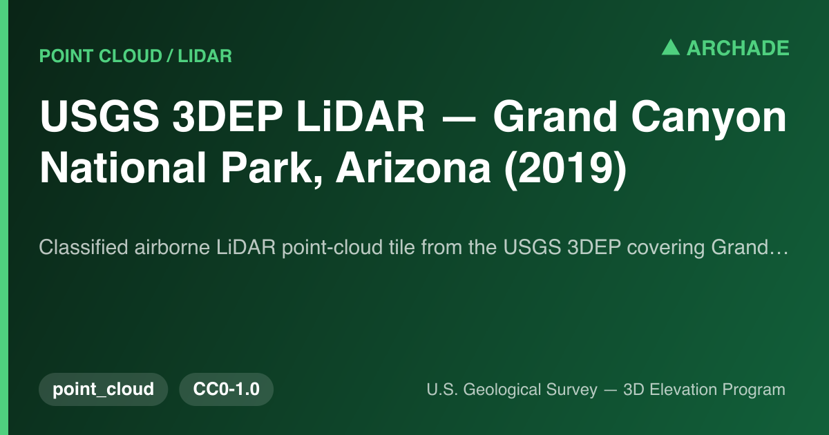 USGS 3DEP LiDAR — Grand Canyon National Park, Arizona (2019)