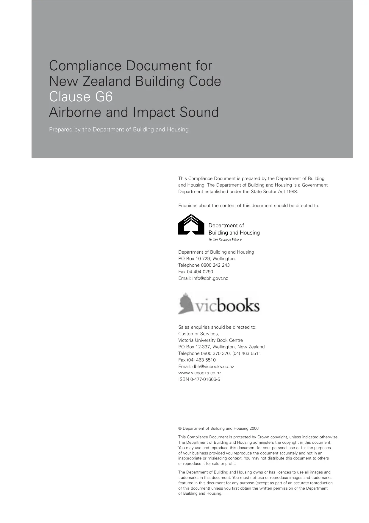 New Zealand Building Code G6 — Airborne and Impact Sound (Acceptable Solution)
