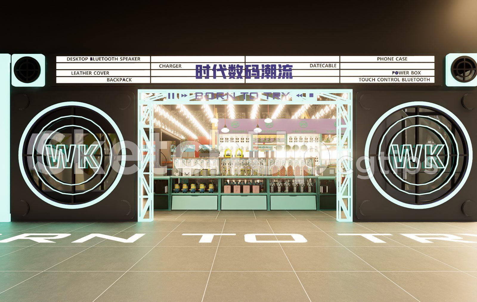 Futuristic Mobile Accessories Shop Interior
