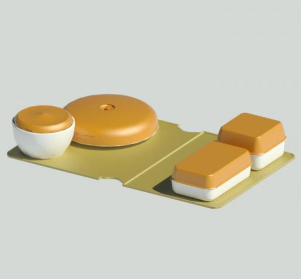 Tray with a set of dishes