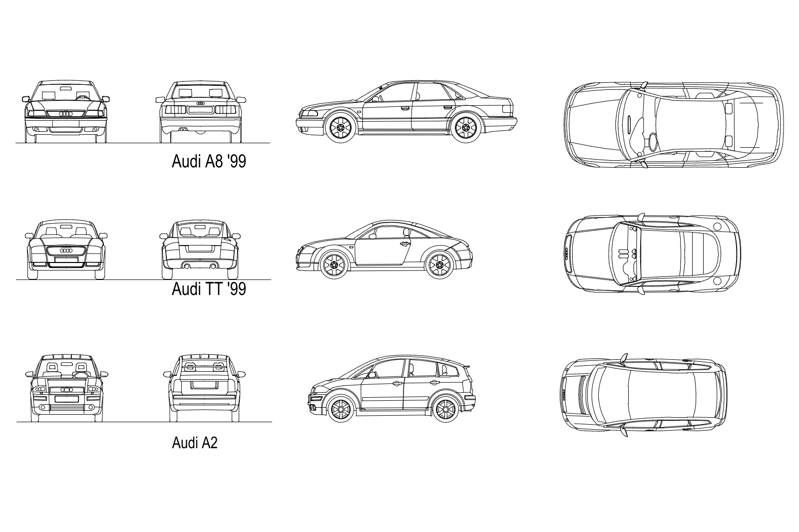 Audi A8, TT, A2