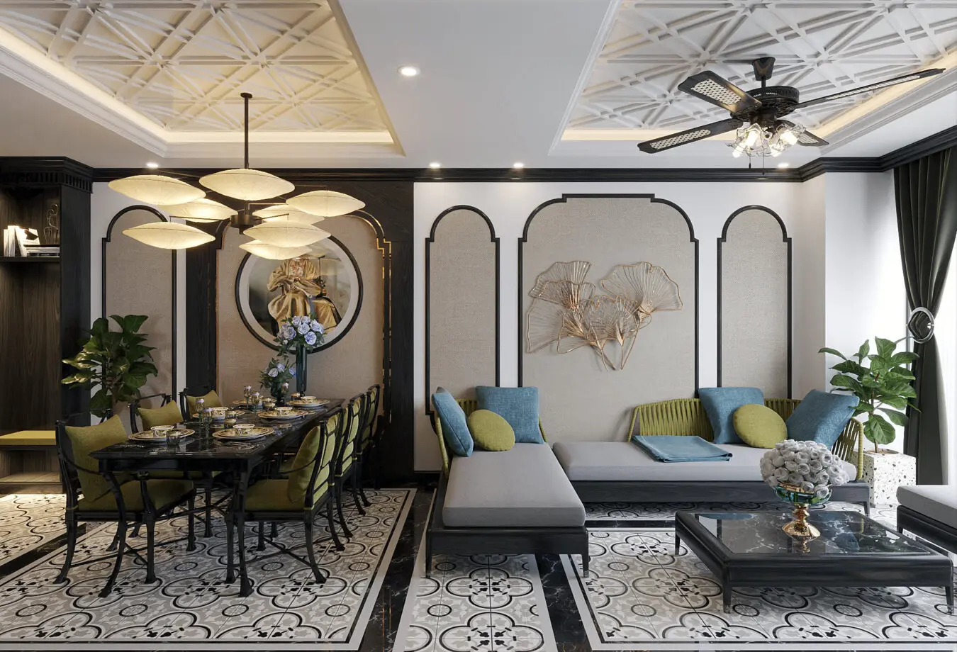 Interior Living-Kitchenroom Indochine Scene — preview 1, by Xuan Khanh (cgtips)