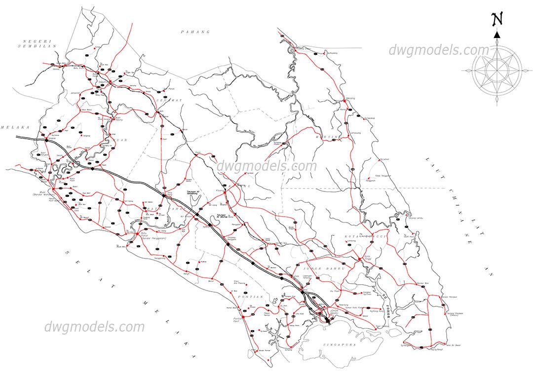 Map of Johor in Malaysia