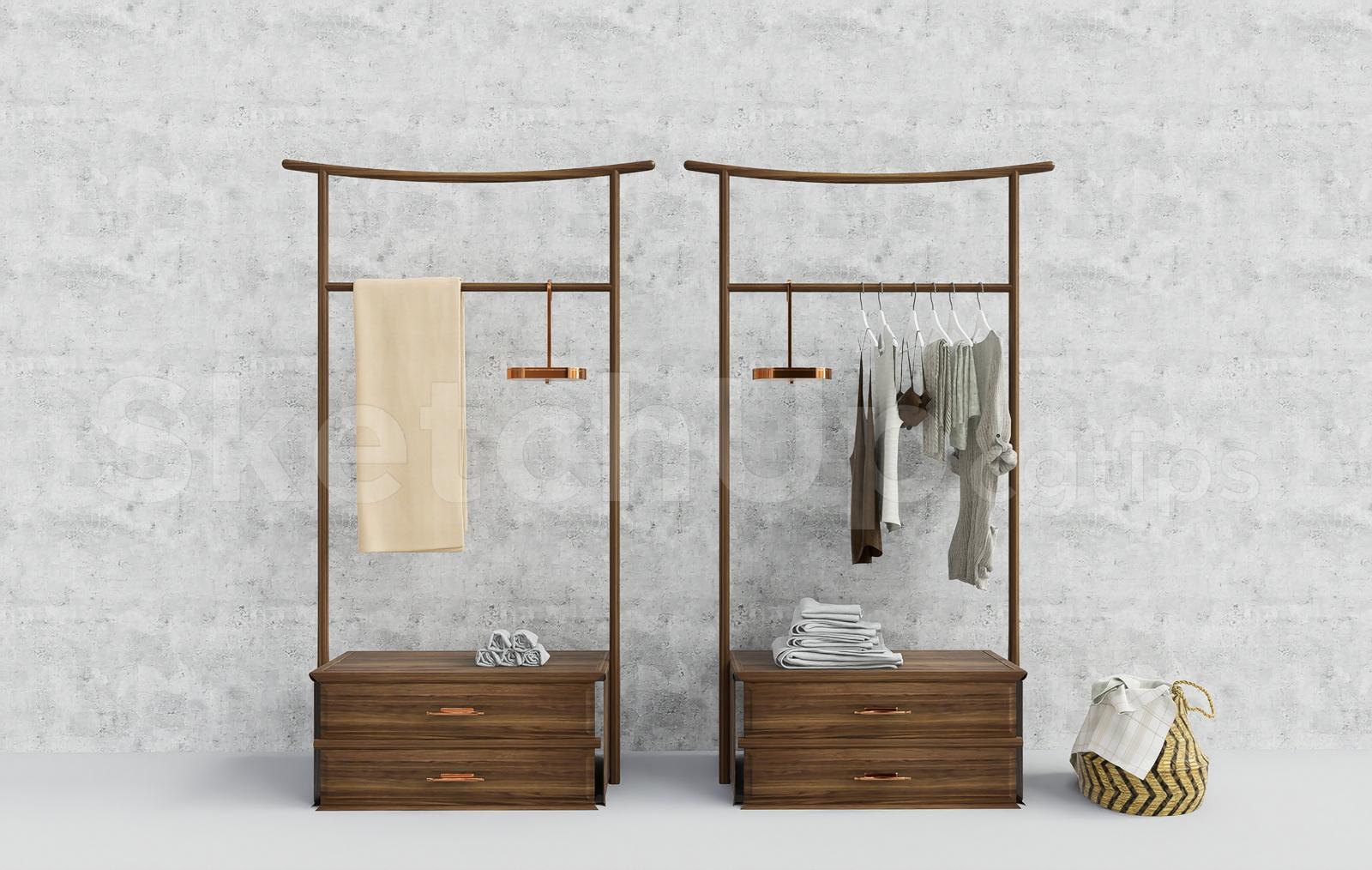 Modern Clothes Rack and Drawer Unit