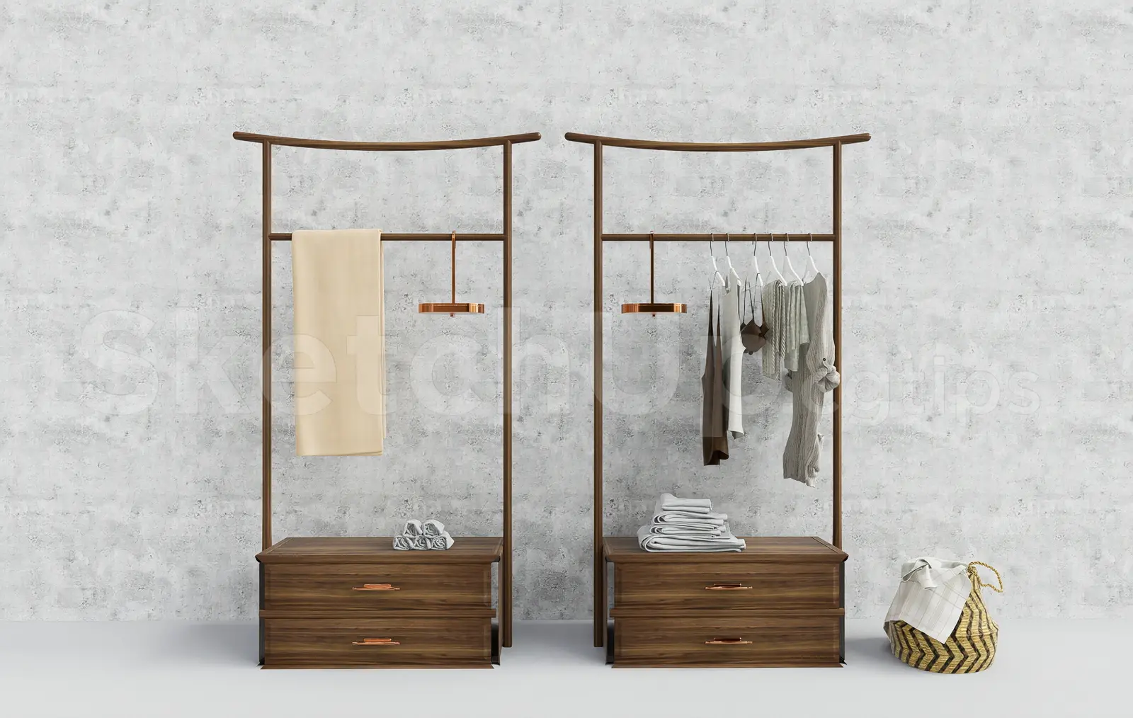 Modern Clothes Rack and Drawer Unit