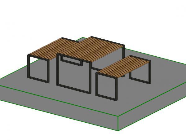 Wood Cladding Table Bench Set