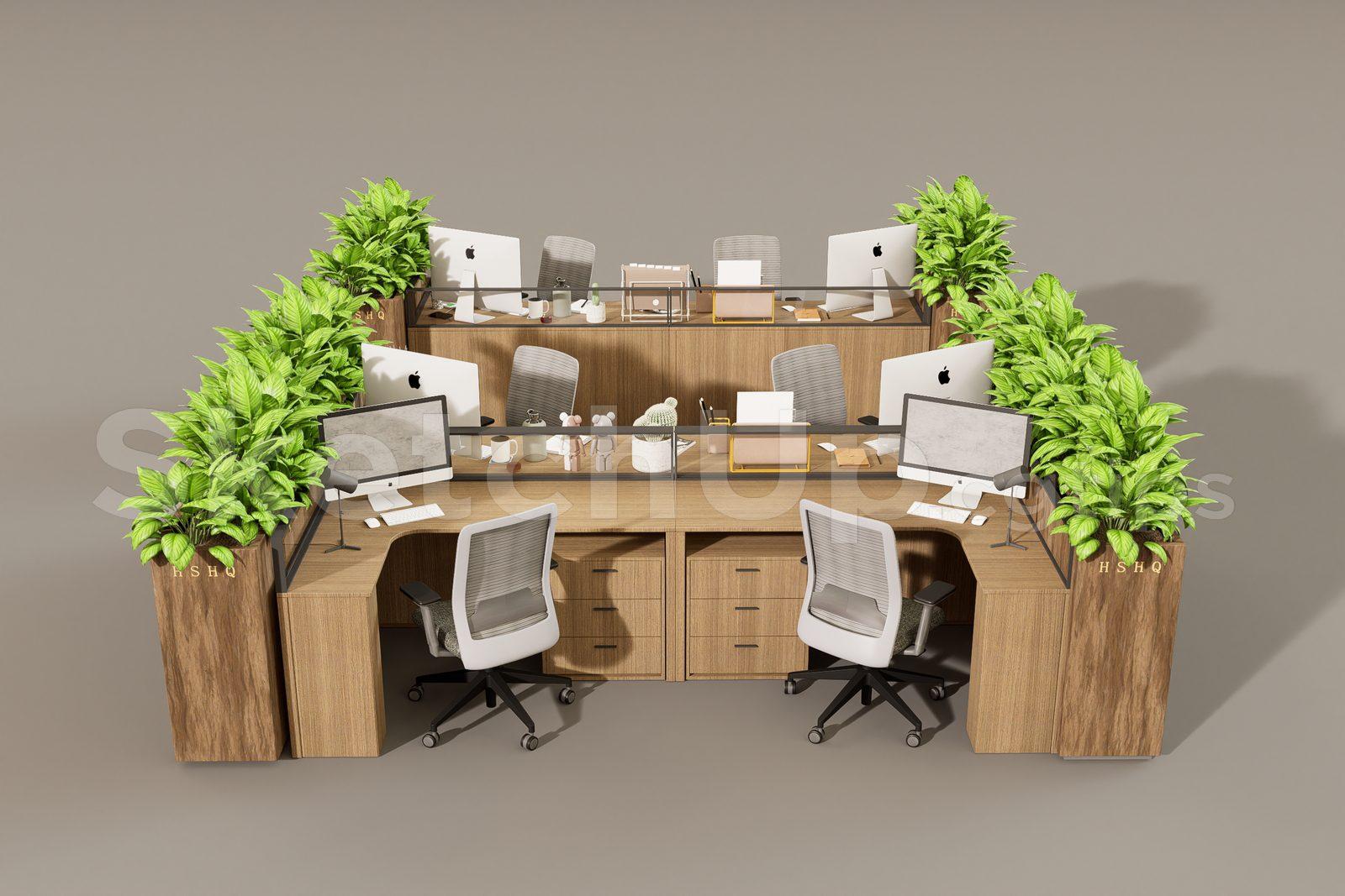 Office desk and chairs