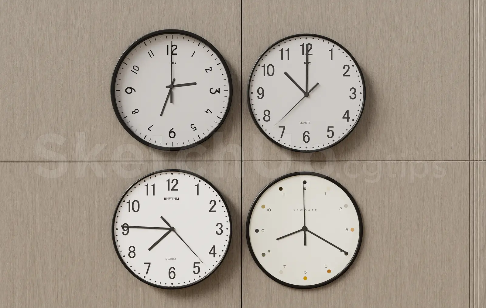 Modern Wall Clocks Set — preview 1 (cgtips, CC0)