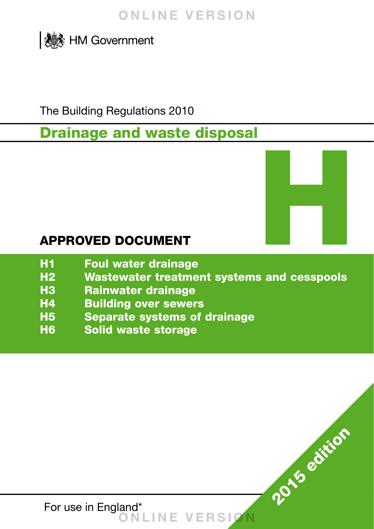 Approved Document H: Drainage and waste disposal
