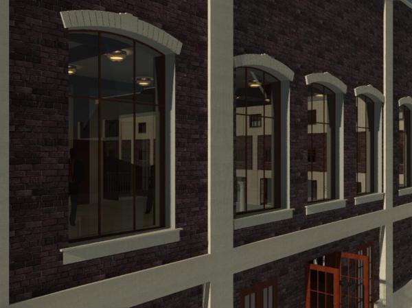 Arched window with sills