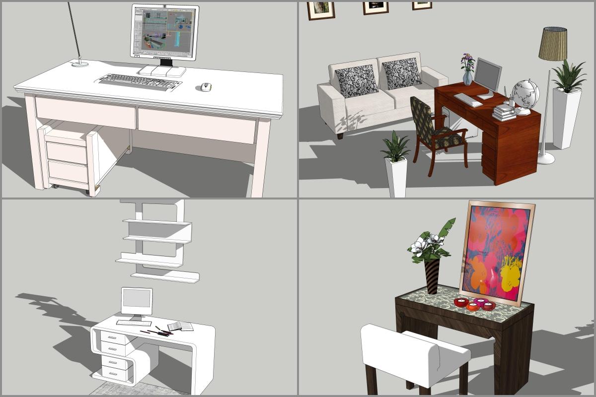 Combo Study Modern Desk — preview 1 (cgtips)