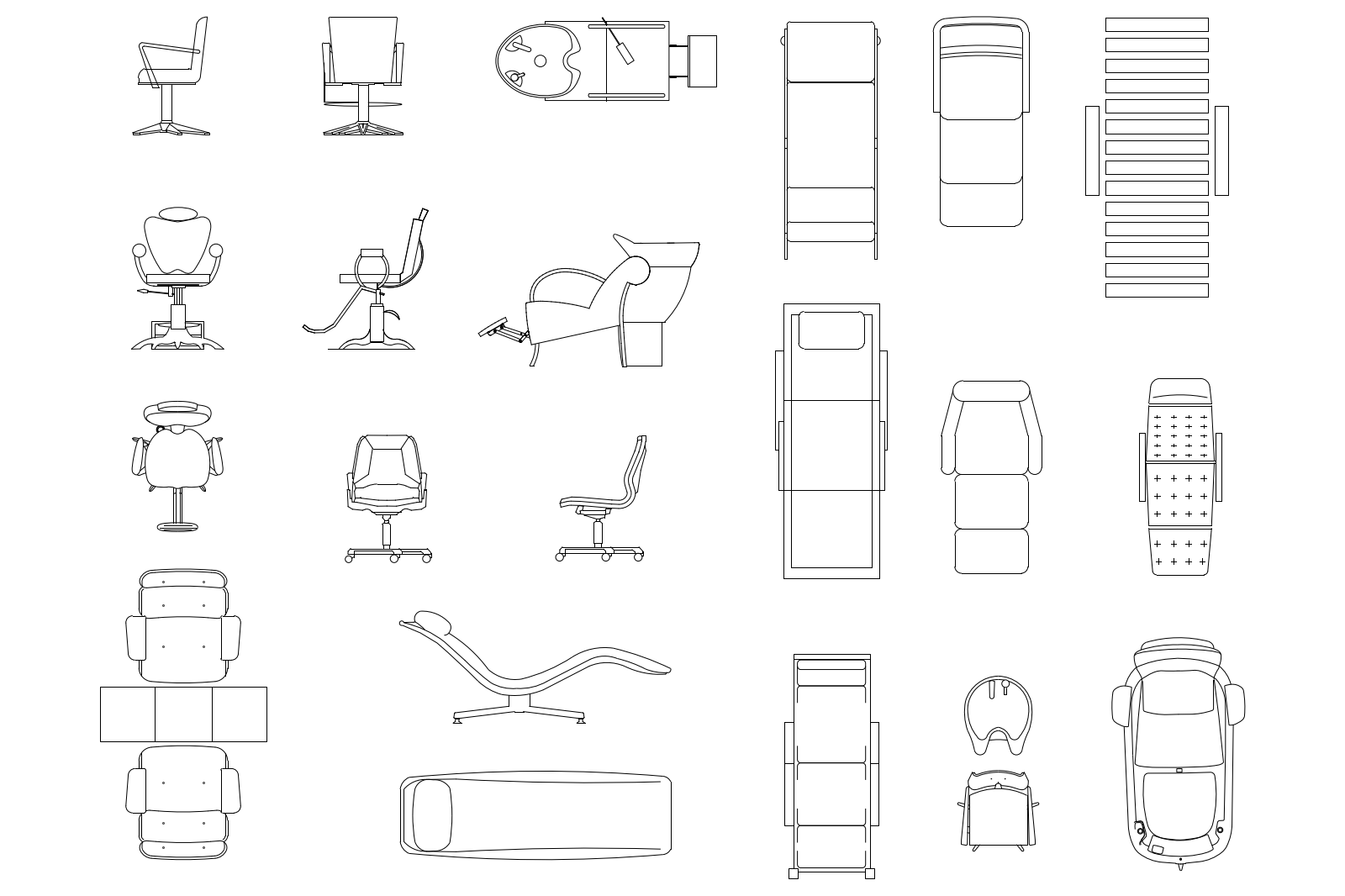 Chairs and armchairs for beauty salons