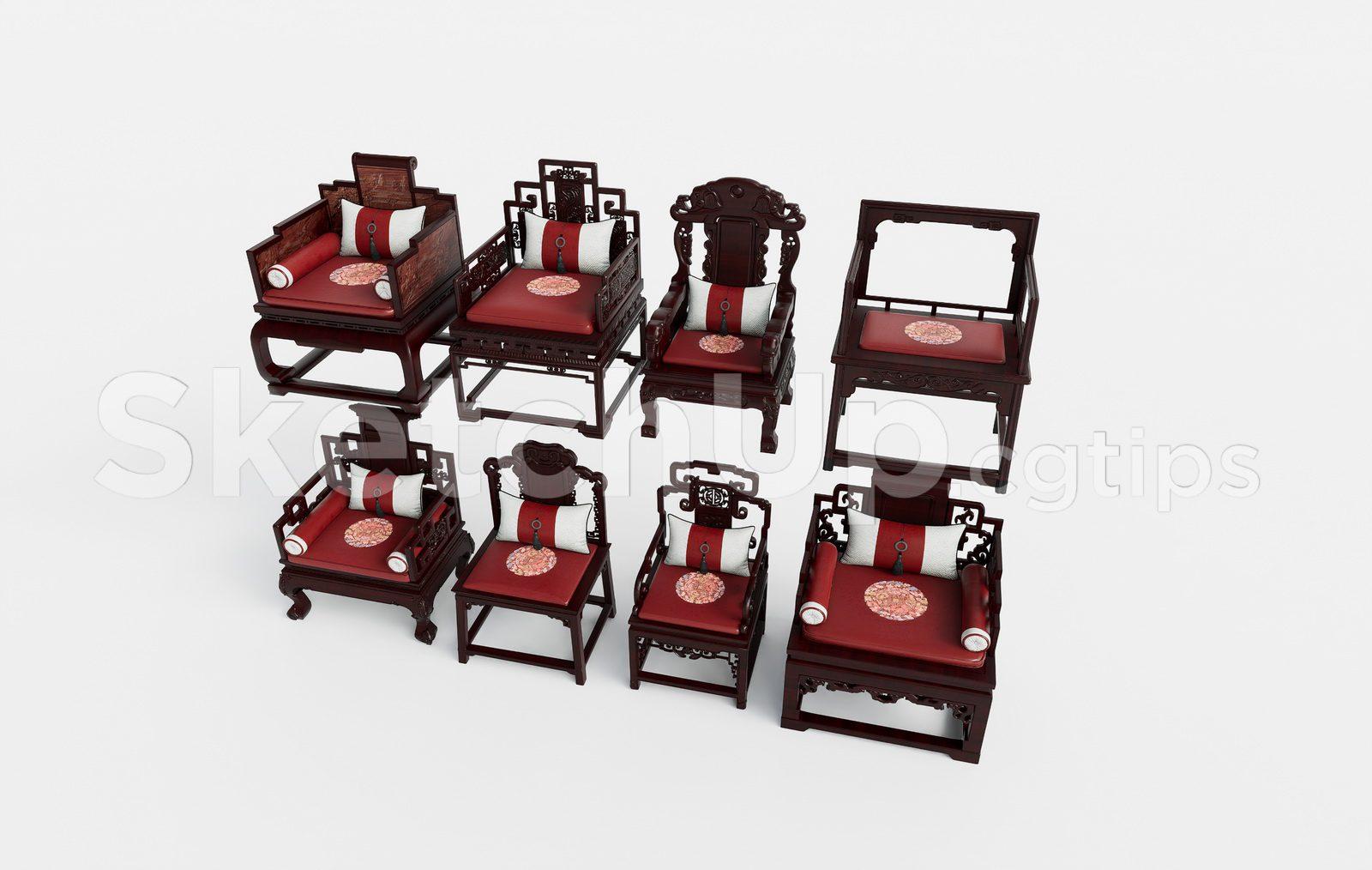 Thư viện Sketchup Miễn Phí Các Loại Ghế Indochine Trung Quốc