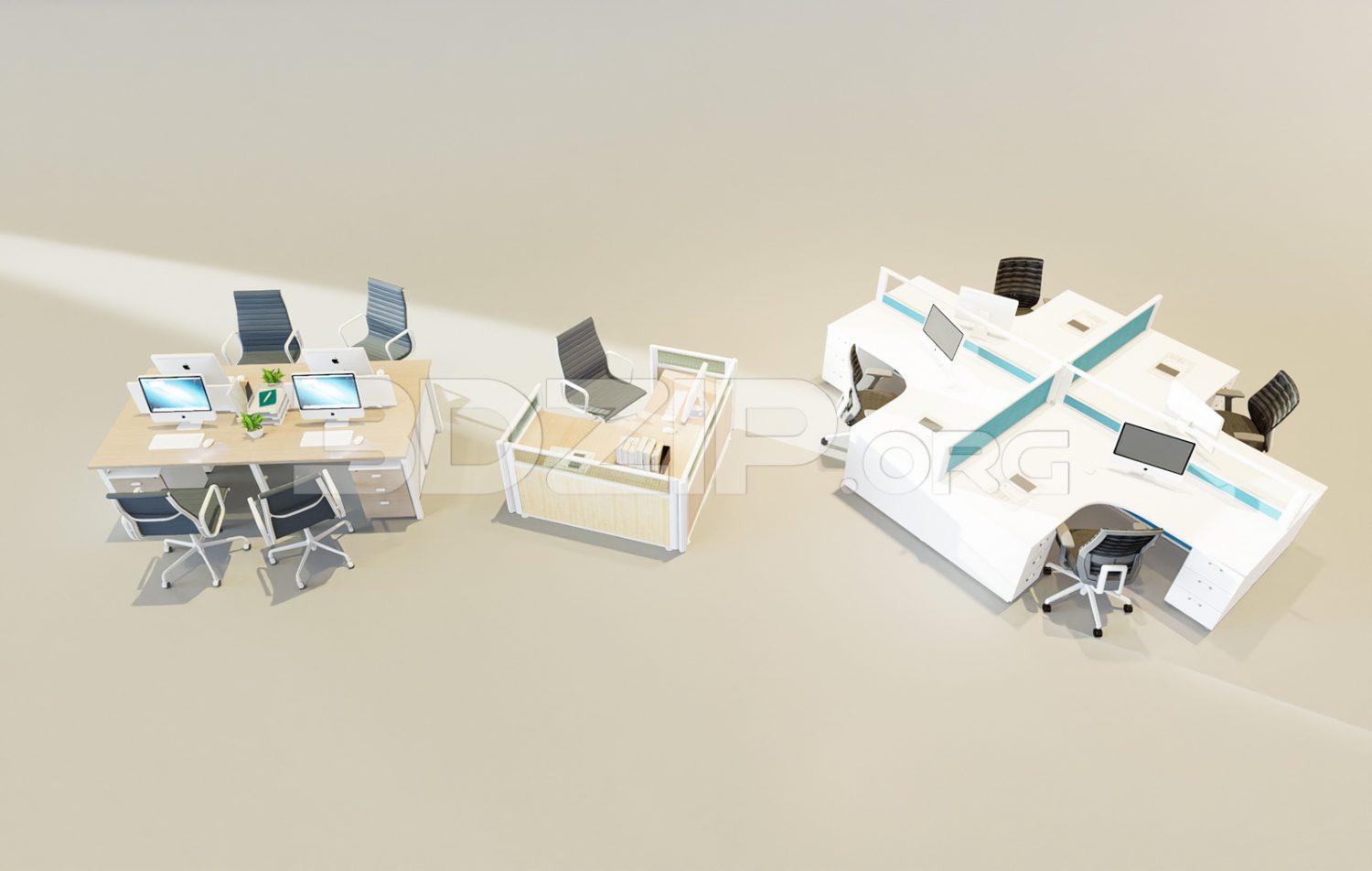 Office work desk and chairs