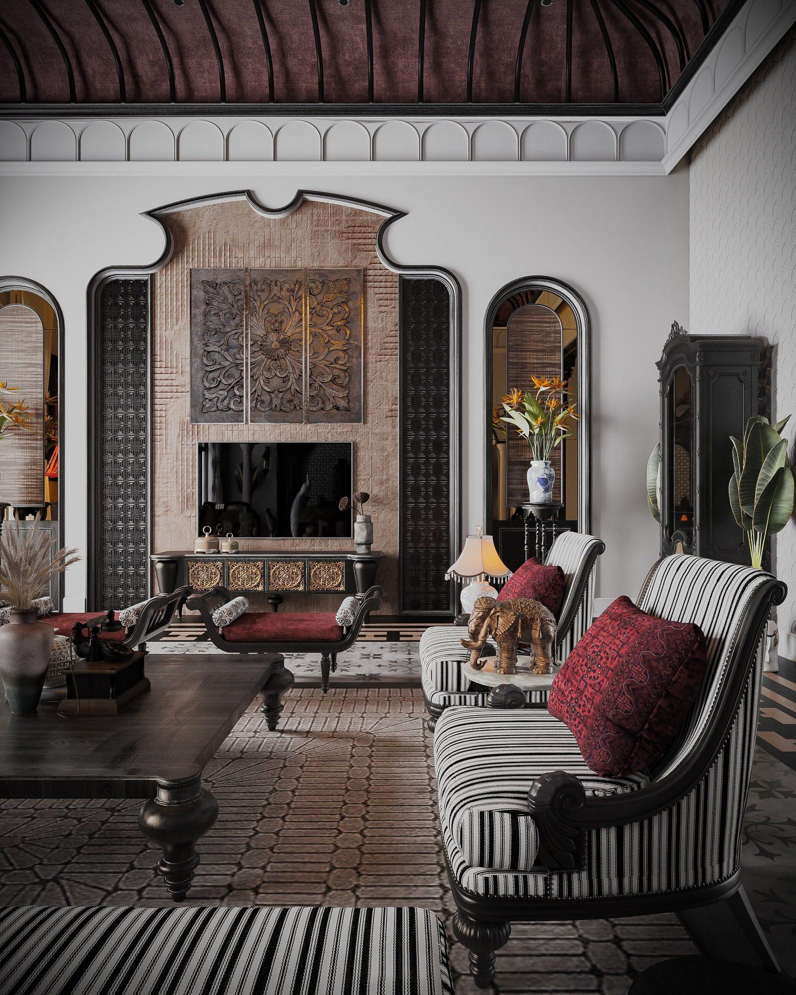 Indochine Living Room – Kitchen Interior
