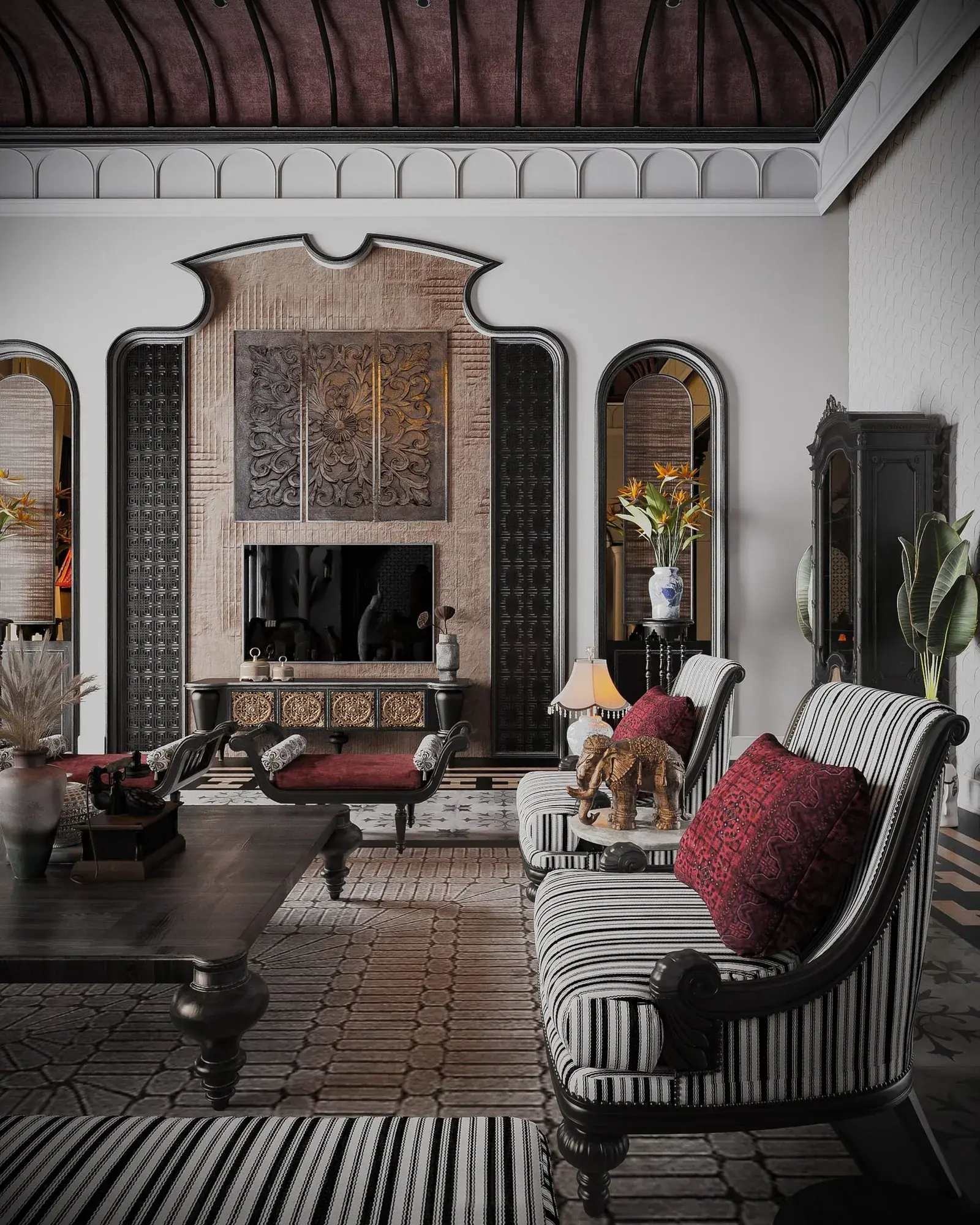 Indochine Living Room – Kitchen Interior