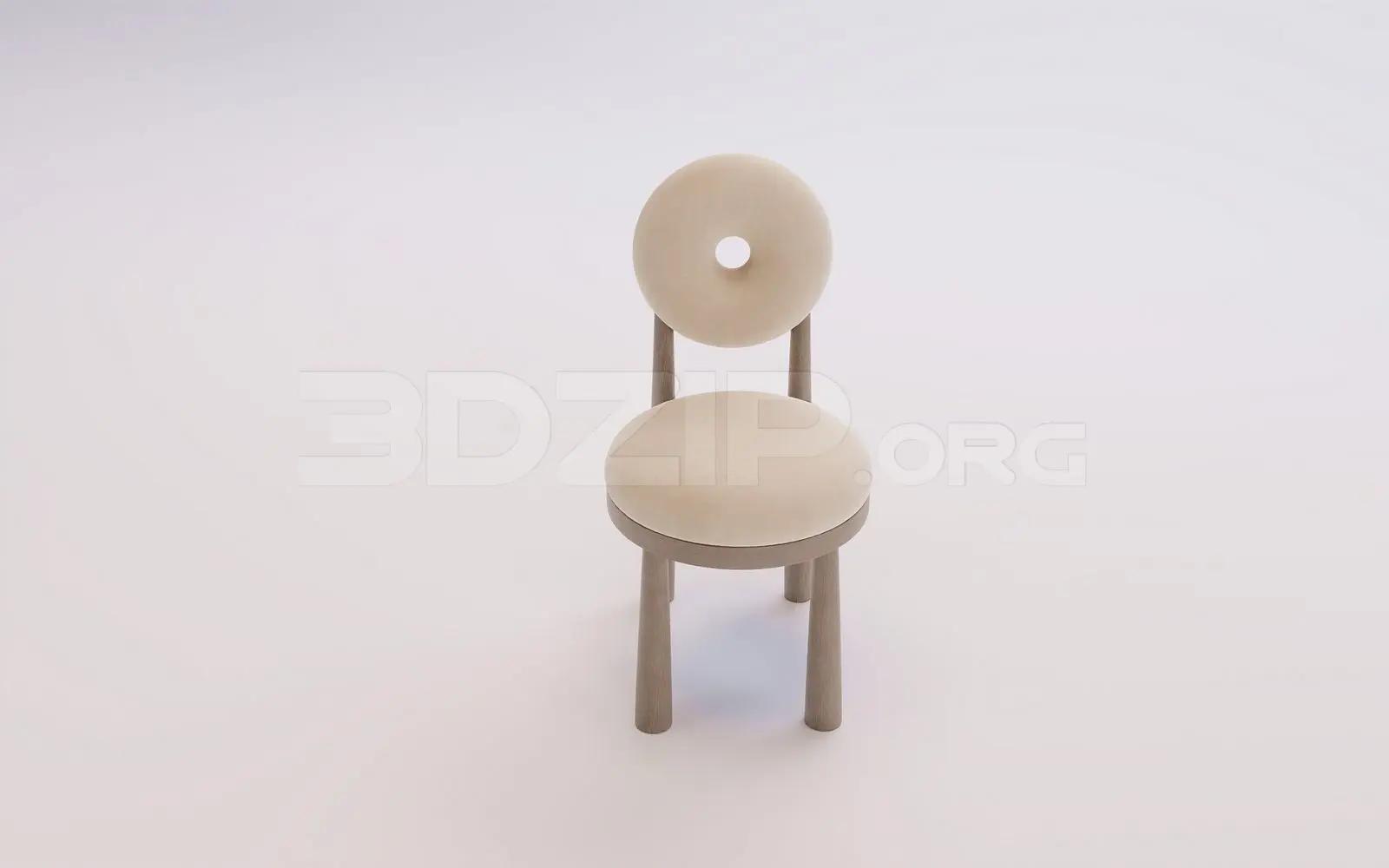 Contemporary Beige Fabric and Wood Dining Chair — front three-quarter view of a contemporary beige fabric and wood chair