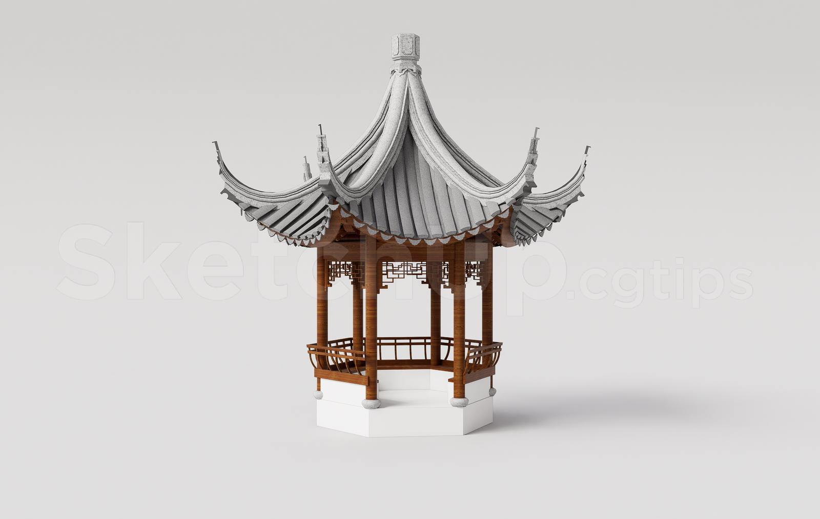 Traditional Asian Wooden Gazebo Pavilion